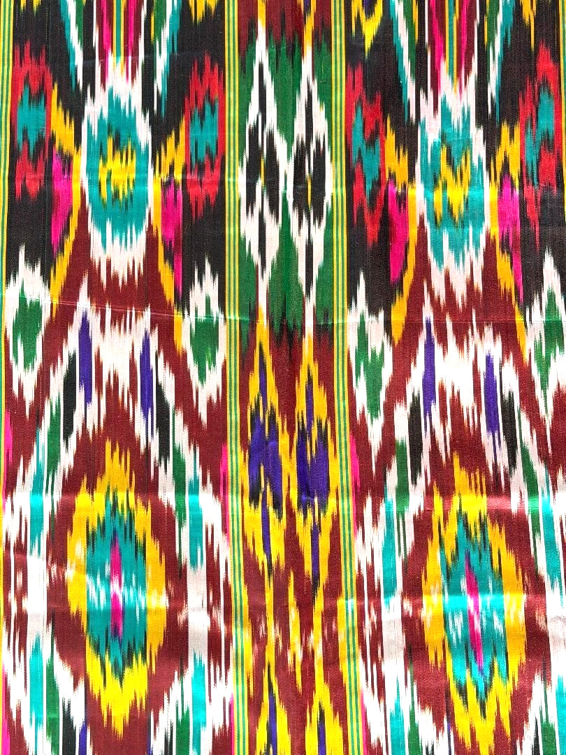 AUTHENTIC UZBEK KHAN ATLAS SILK BLEND FABRIC- TRADITIONAL FABRIC OF CENTRAL ASIA