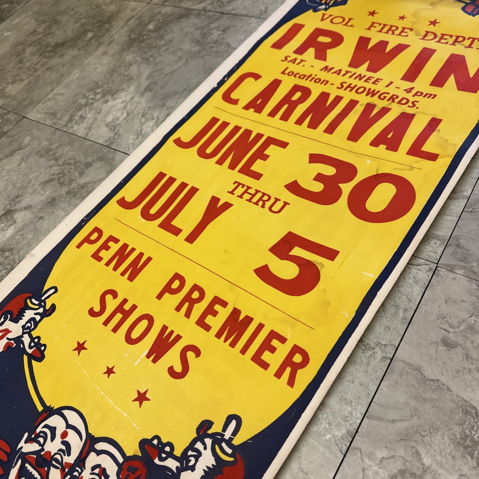 Irwin Carnival – Triangle Poster Co. Pittsburgh PA – Clown Circus Fire Dept
