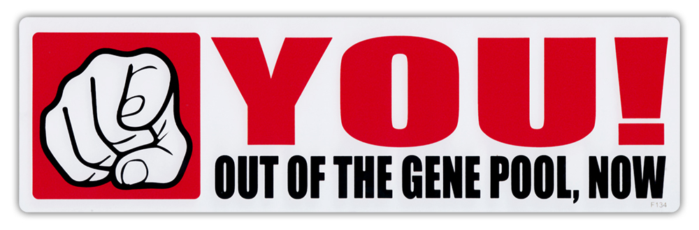 Bumper Sticker Decal – You, Out Of The Gene Pool Now – Funny Stickers