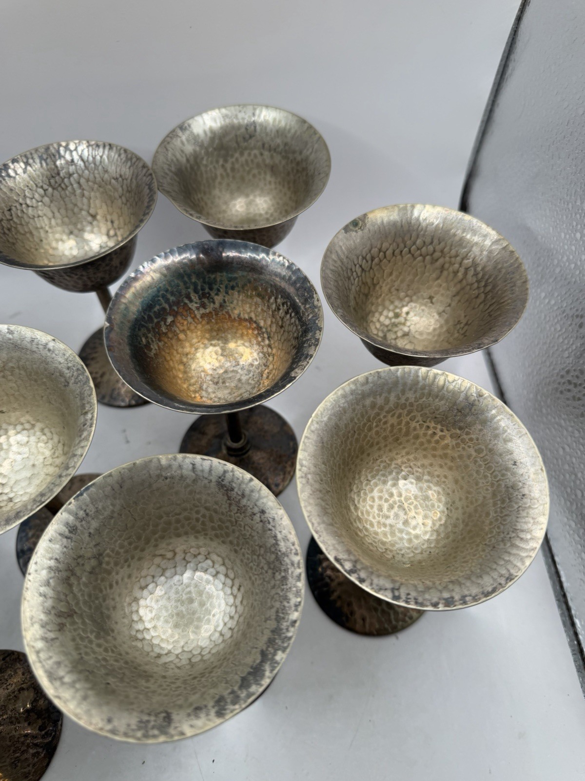 10- Vintage Bernard Rice’s Sons Apollo EPNS 3995 Hammered Wine Goblets Fast Ship