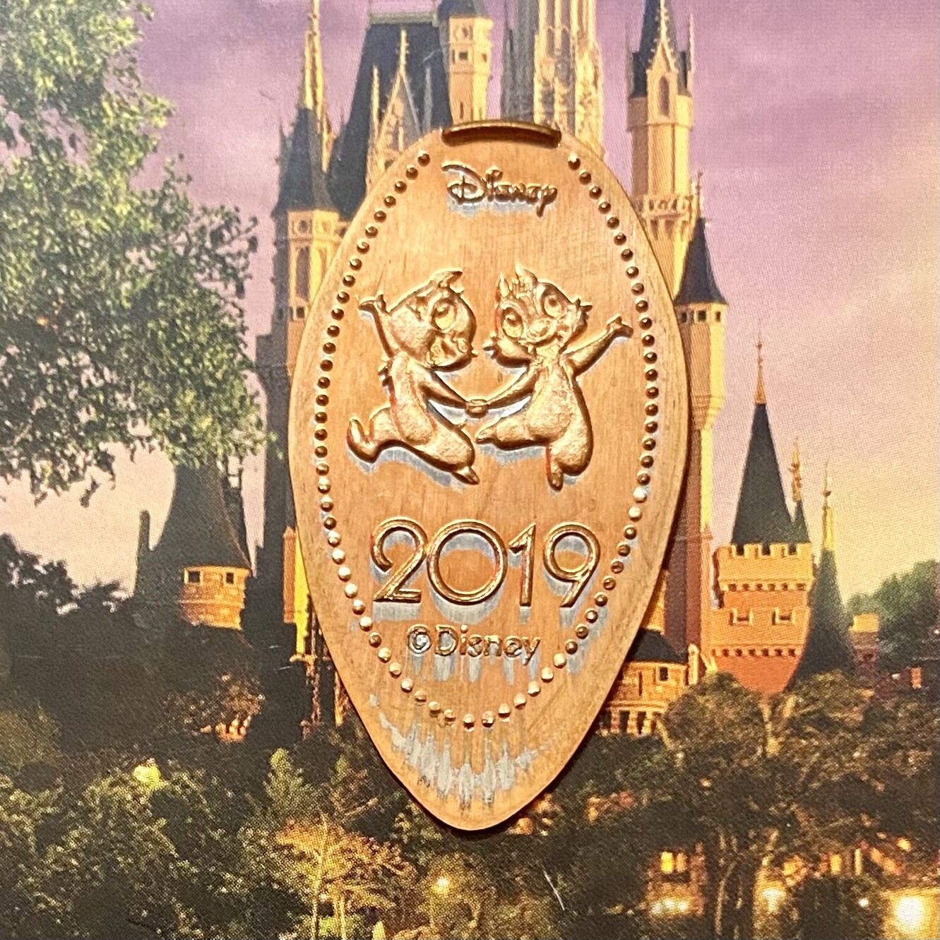 RETIRED Disney World Parks Smashed Pressed Elongated Penny 2019 Chip And & Dale