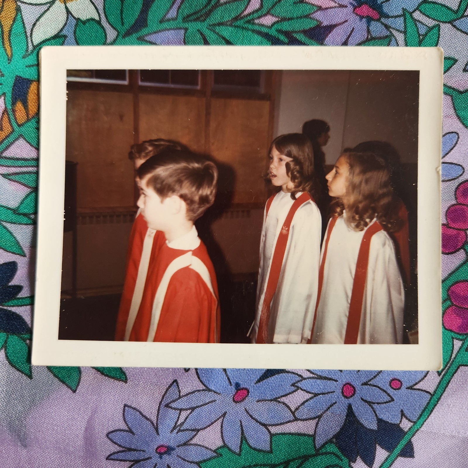 VTG 1960s Color Snapshot Photo First Communion Church Catholic Poloroid