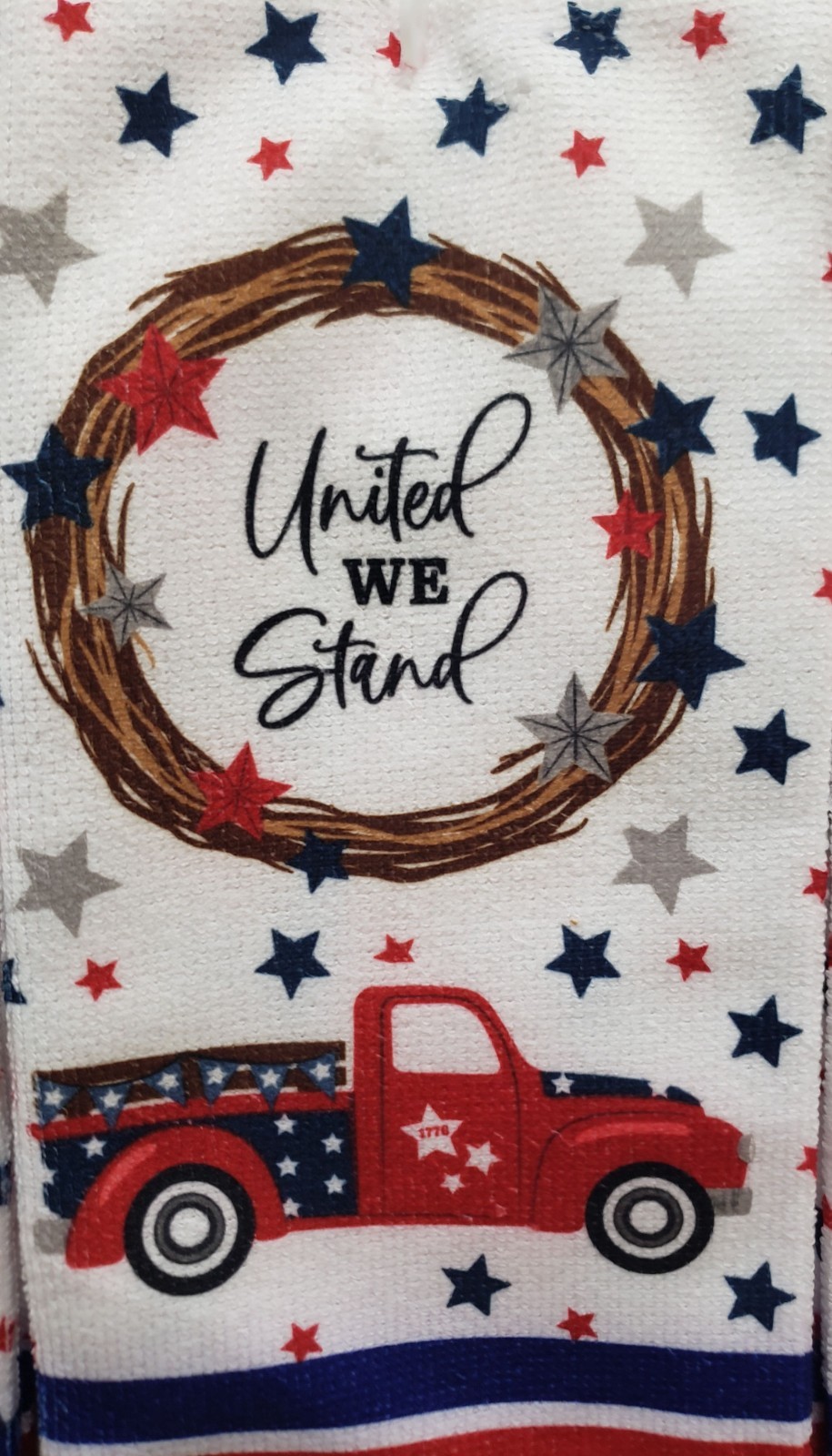 2 Same Microfiber Kitchen Towels (15″x25″) PATRIOTIC TRUCK,UNITED WE STAND #1,GR