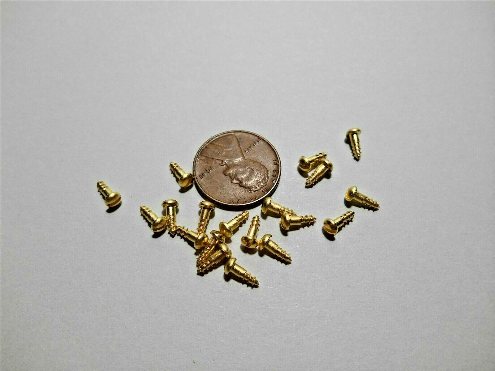SMALL BRASS WOOD SCREWS FLAT & ROUND HEAD FOR ANTIQUE CLOCK REPAIR 50ct #0-#1-#2