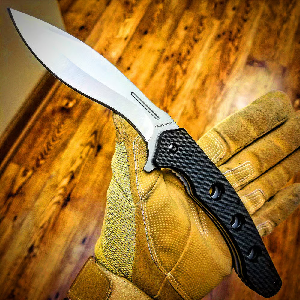 Timber Wolf Assisted Open Pocket Kukri Folding Knife Black G10 TW667 10.75″ OA