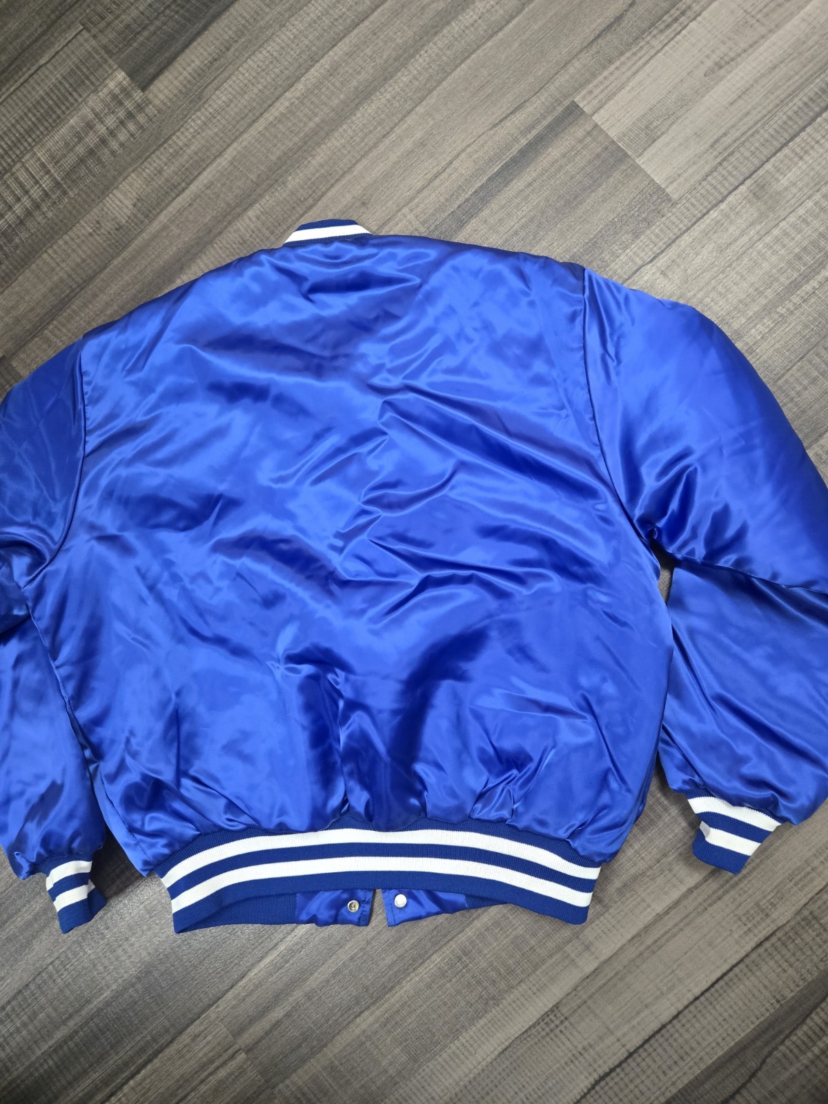 Vintage Nylon/Polyester Blue Bomber Jacket Space Shuttle Team Member Size Large