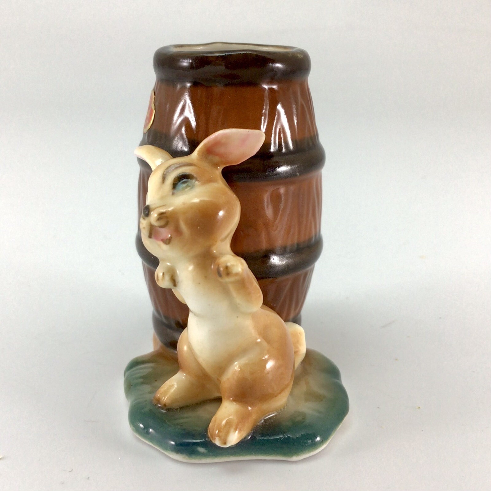 Rabbit Toothpick Holder Vintage Bunny And Barrel Bone China Miniature Japan