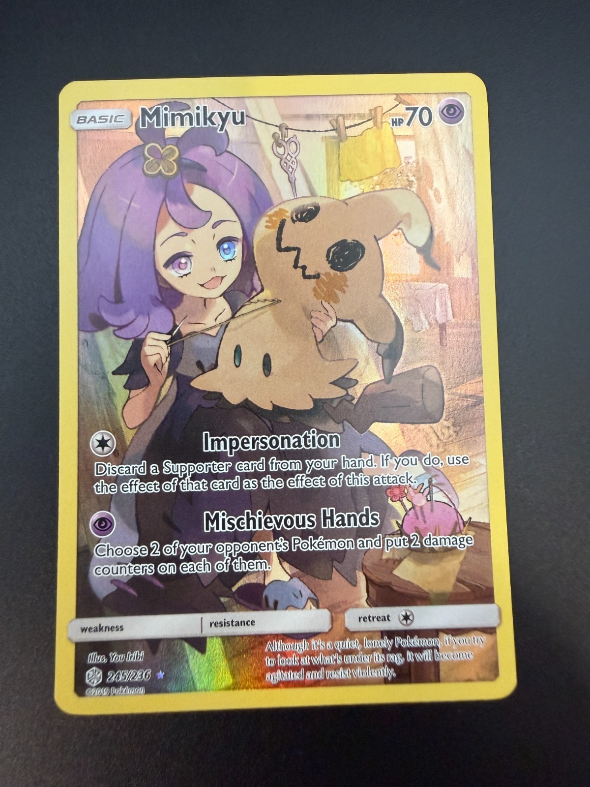 Mimikyu 245/236 Secret Rare Cosmic Eclipse Pokemon Holo