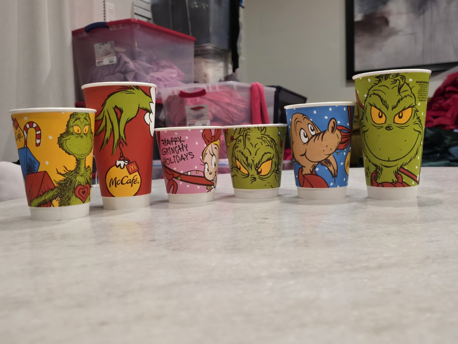 McDonald’s McCafe UNUSED brand new Lot Of 6 set grinch cups limited edition new
