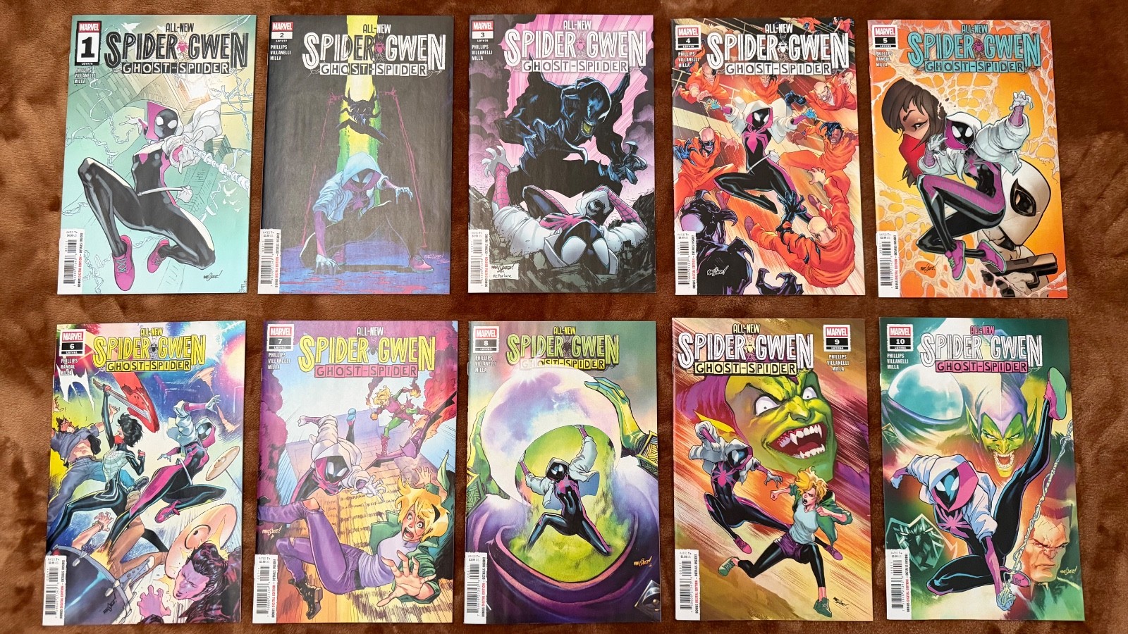 All New Spider Gwen Ghost Spider 1 – 10 Lot of 10 Marvel Comics 2025 Phillips
