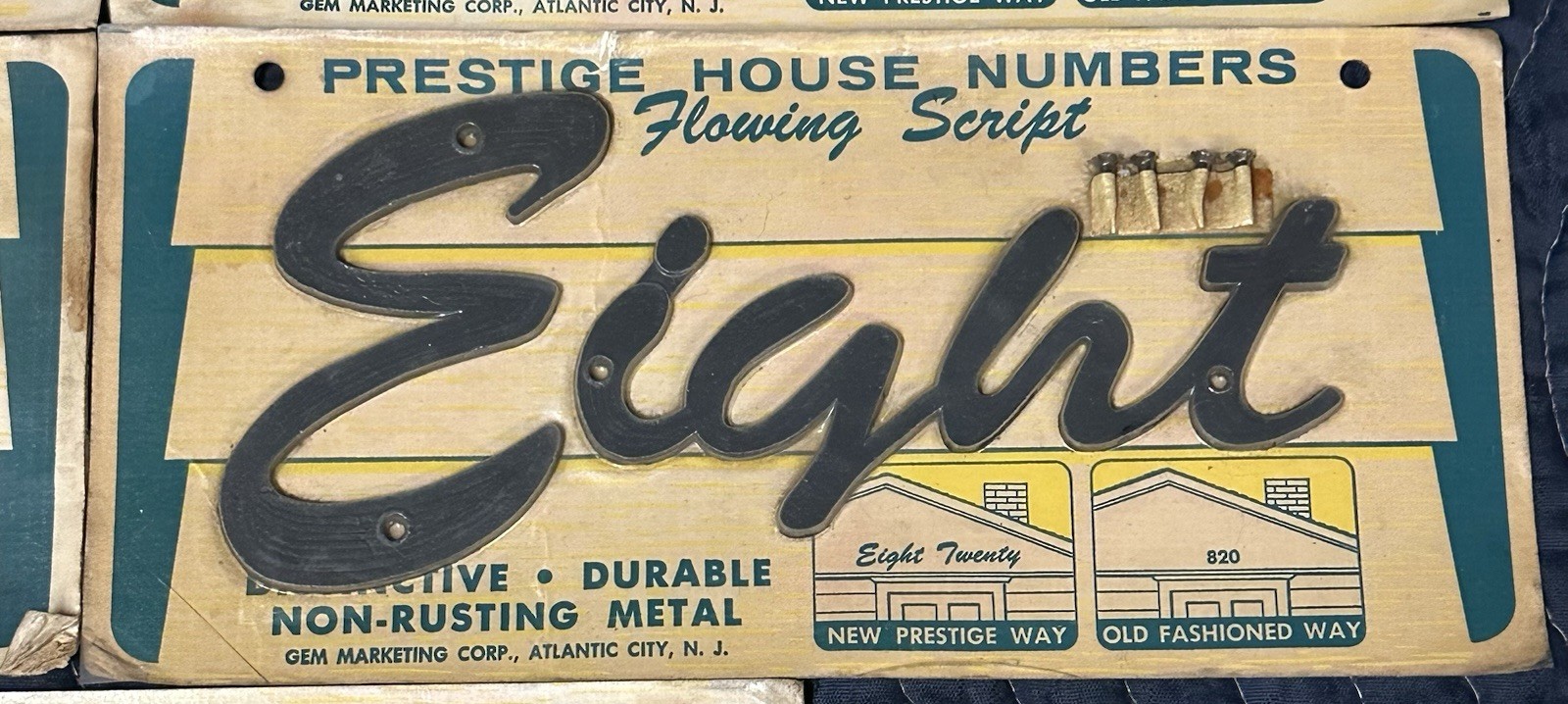 NOS Metal Mid Century Modern MCM Flowing Script Style House Address Numbers Lot