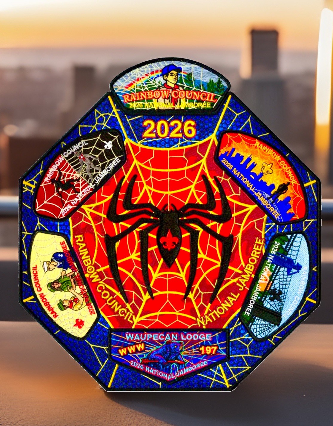 BSA RAINBOW COUNCIL OA 197 WAUPECAN 2026 JAMBOREE 7-PATCH CSP SPIDER-MAN 83 MADE