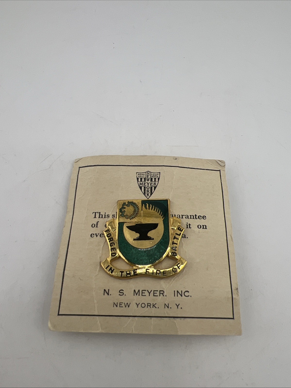N.S. Meyer Inc Forged in the Fire of Battle Lapel Pin READ!!!!