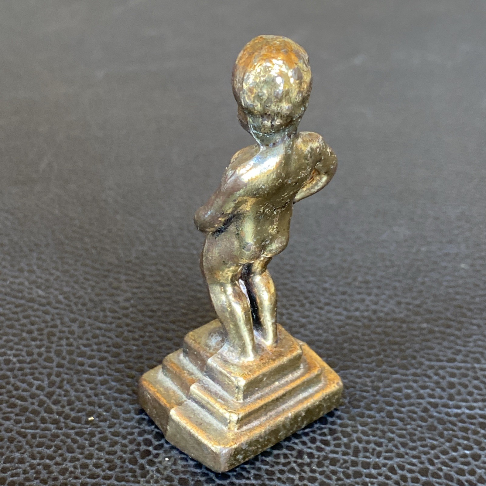 Vtg SMALL Cast Pot Metal FIGURINE STATUE Bruxelles PEEING BOY OF BRUSSELS 3”