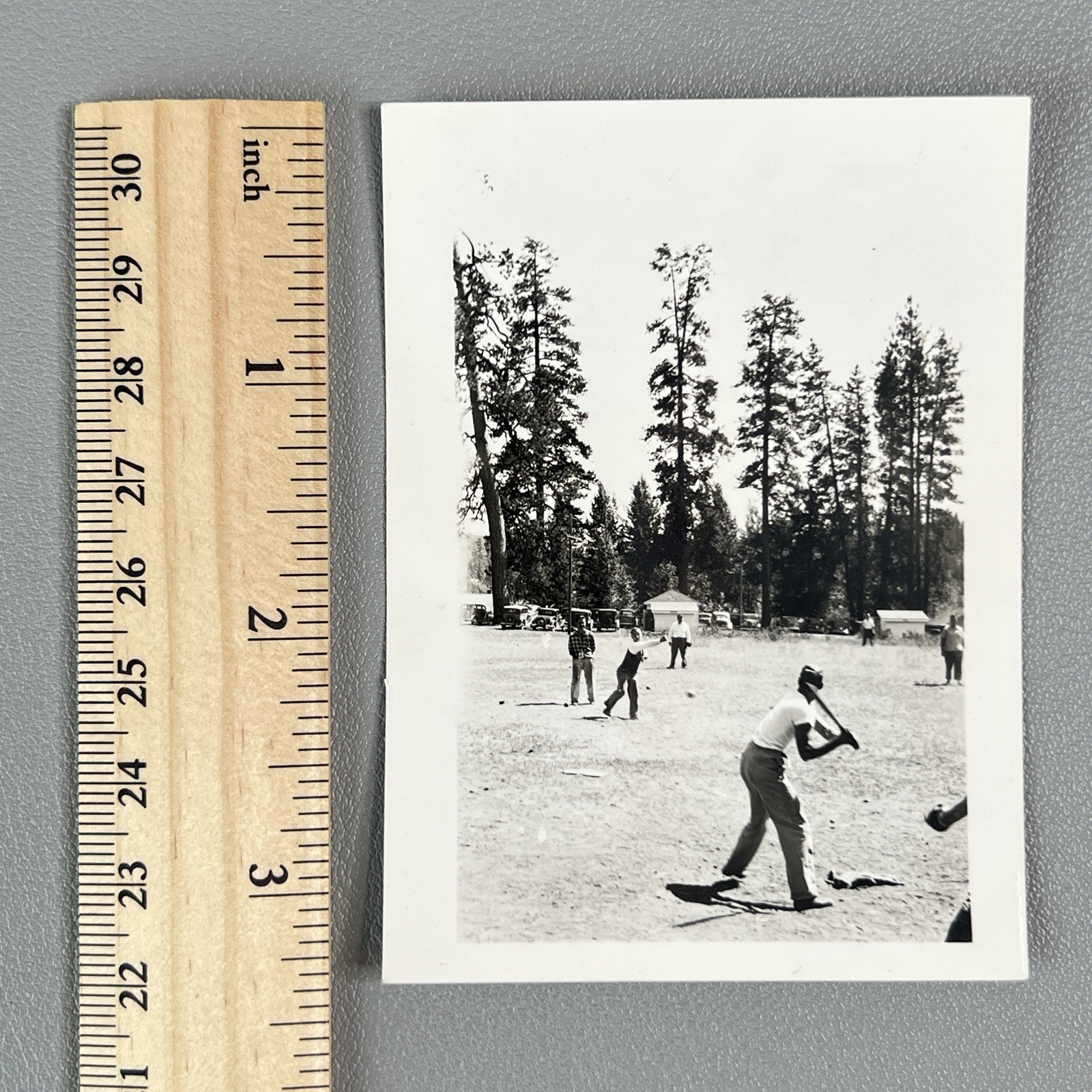 Vtg 1930s Integrated Baseball Game Photo African American Black Batter Mid-Throw
