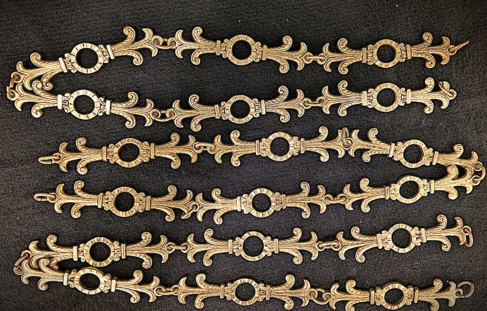 Antique French Bronze Chandelier chain 34 inches each set of 3 Total 102 Inches