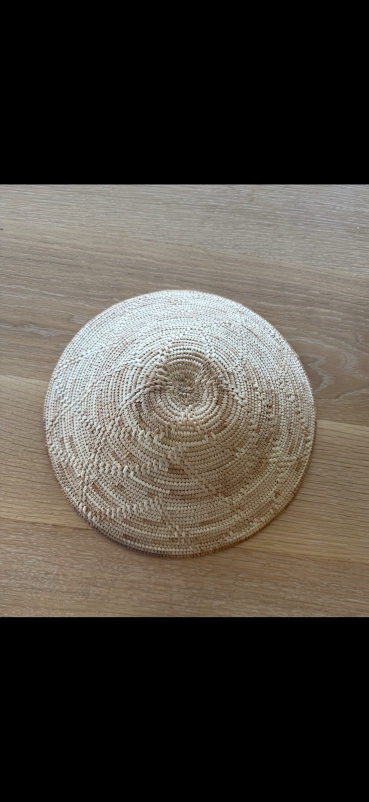Brown Beige Handmade Hand Woven Native American Basket Coil Round Decor
