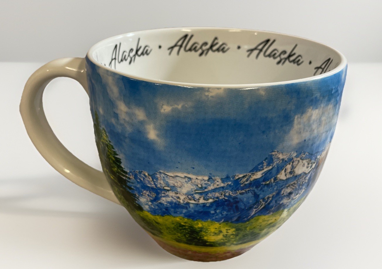Americaware Alaska Watercolor Landscape Moose Coffee Mug Souvenir Collectible