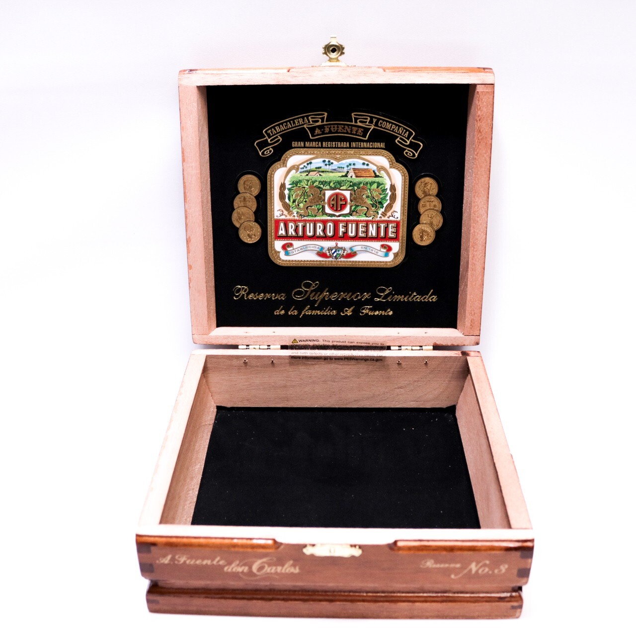Don Carlos Reserva No. 3 Empty Wood Cigar Box 6.75″ x 6.25″ x 2.75″