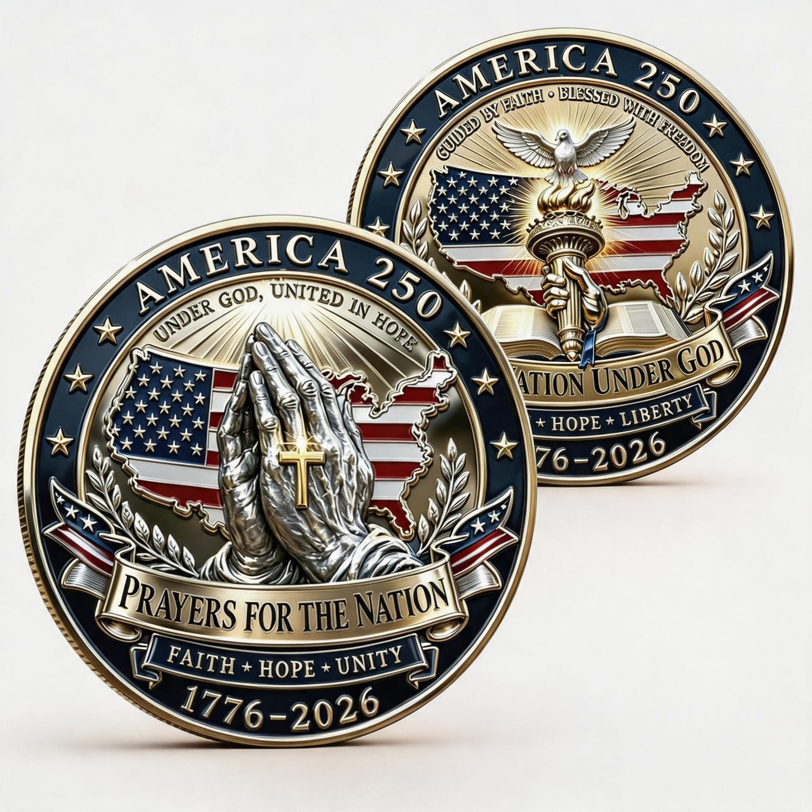 America 250th Anniversary Coin, Christian Patriotic Challenge Coin Gift
