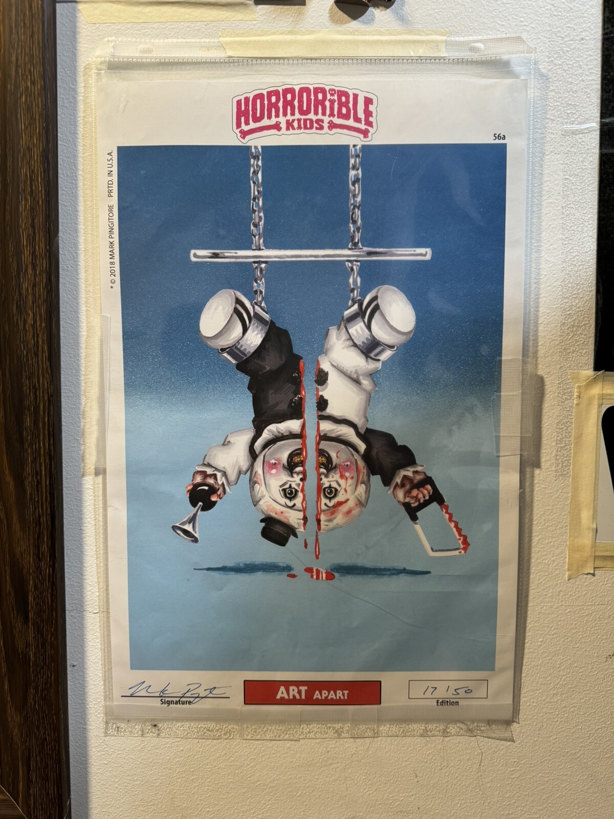 AUTOGRAPHED HORRORIBLE KIDS GPK Parody MARK PINGITORE SIGNED ART APART 17”x11”