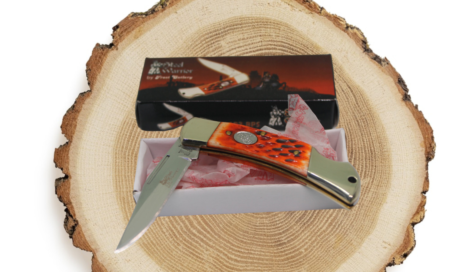 Frost Steel Warrior pocket knife Bone Lockback 3″ Pocket Knife SW-103-BPS