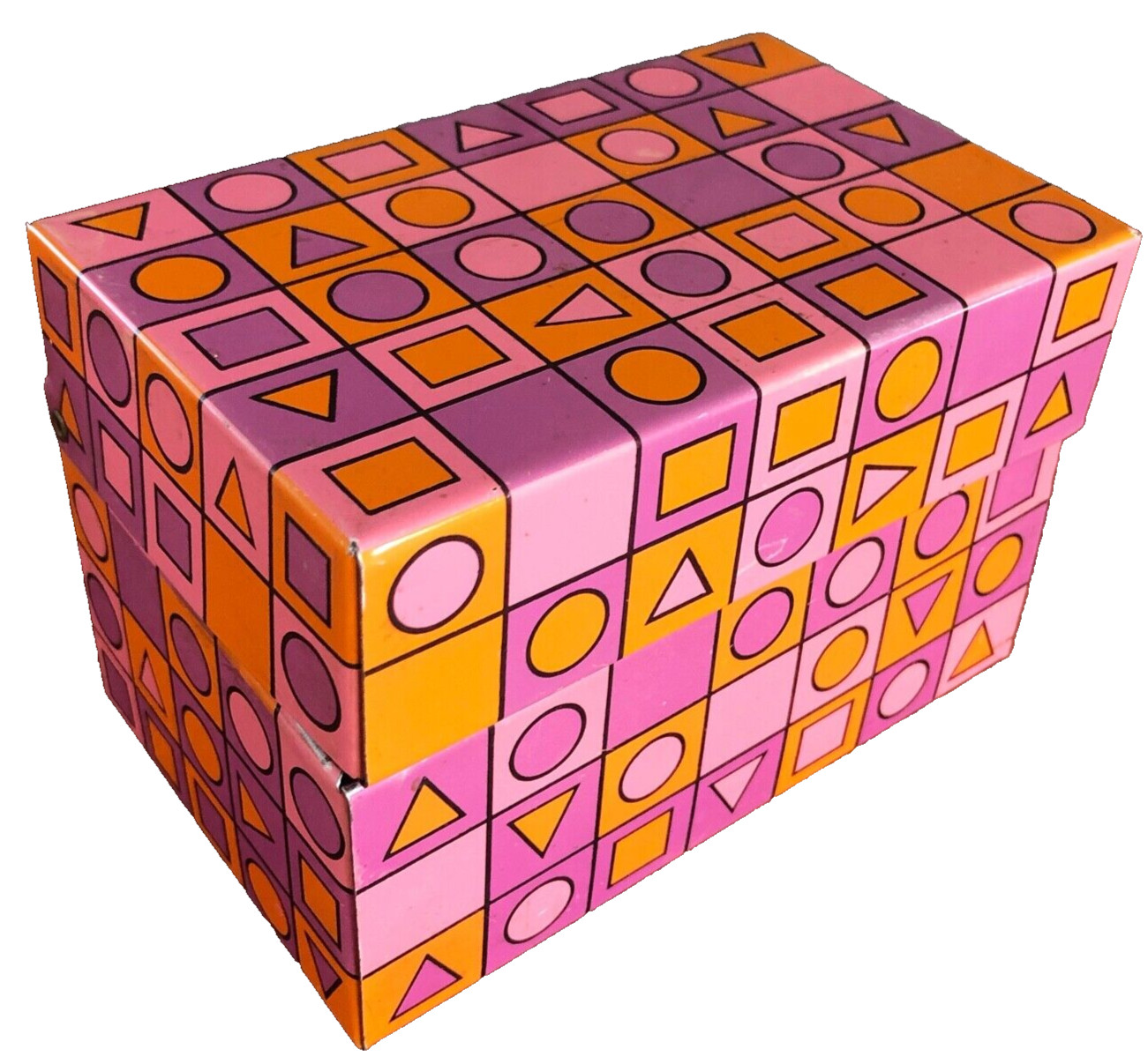 Mod Recipe File Box 1960s Purple Orange Geometric Design Syndicate MFG Co