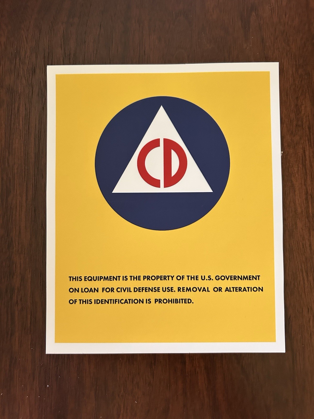 Civil Defense Sticker 6.125″ x 7.5″ M715, M38a1, Military, Jeep