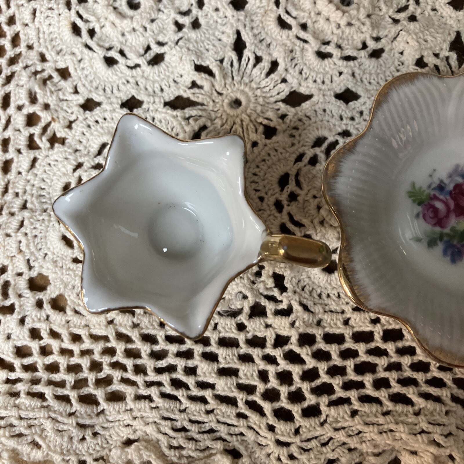 Tea Cup & Saucer Miniature Teacup with Wire Stand Vintage Small Set Japan