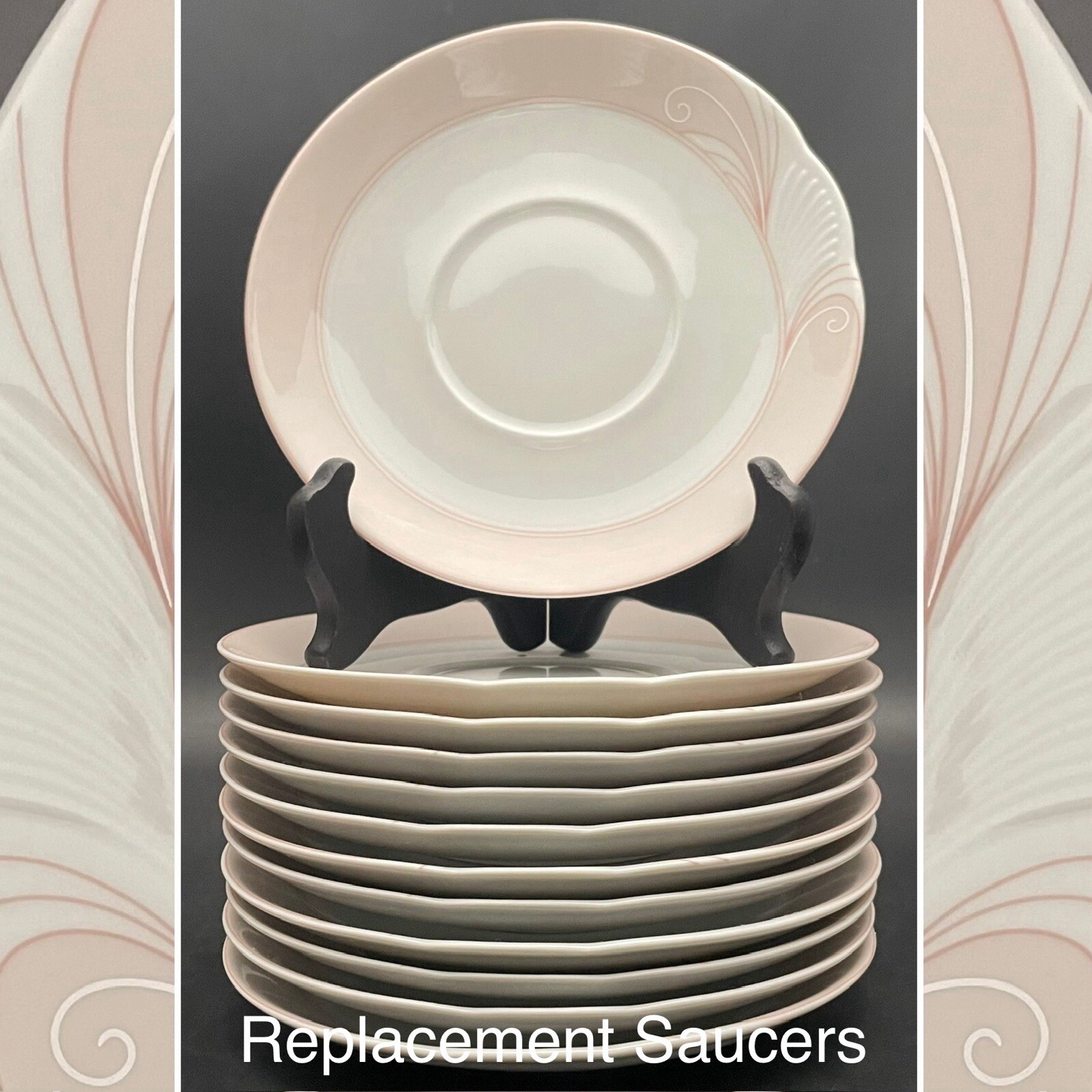Schirnding Porcelain Art Deco Wave & Shell Replacement Saucer 1974-1989 Germany