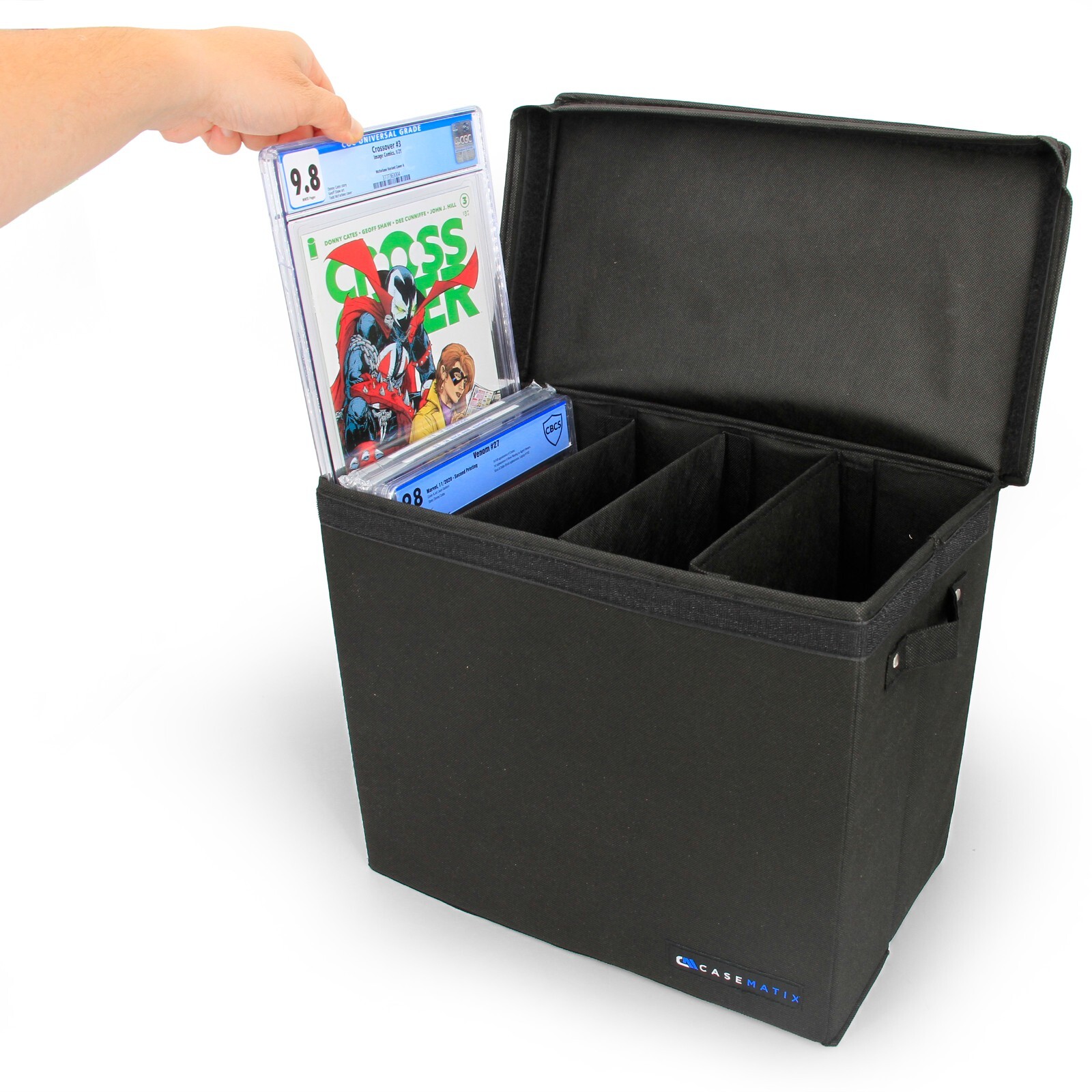 Graded Comic Book Storage Case Fits 28 CGC Graded Comics in Book Bin W/ Dividers