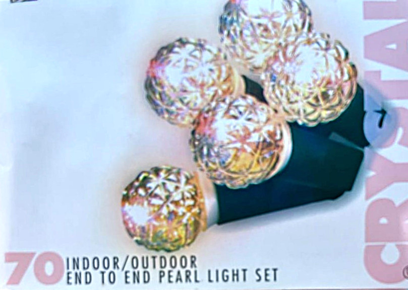 1990s Pearl Light Set 70 Indoor/Outdoor Lights, Continuous Burn, Unused in Box