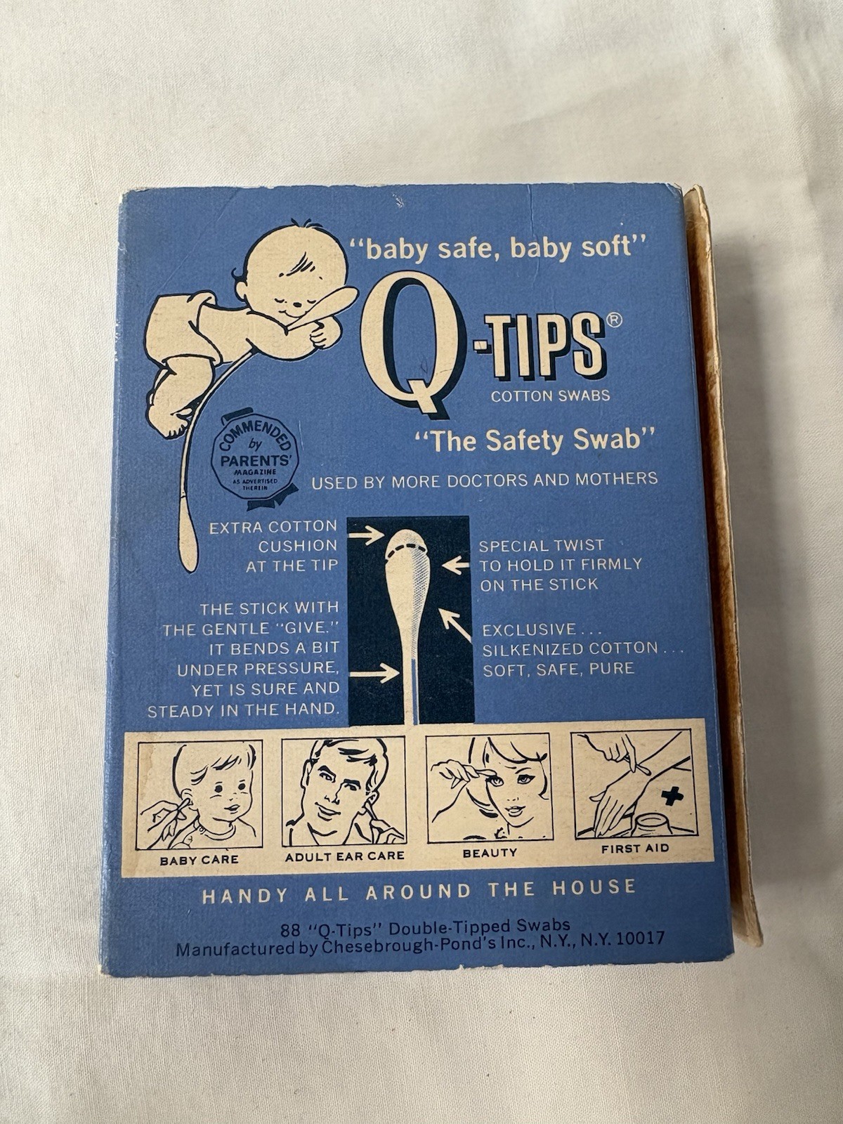 Vintage Q-Tips Slider Box 1960s/1970s Era Empty Box Only No Contents