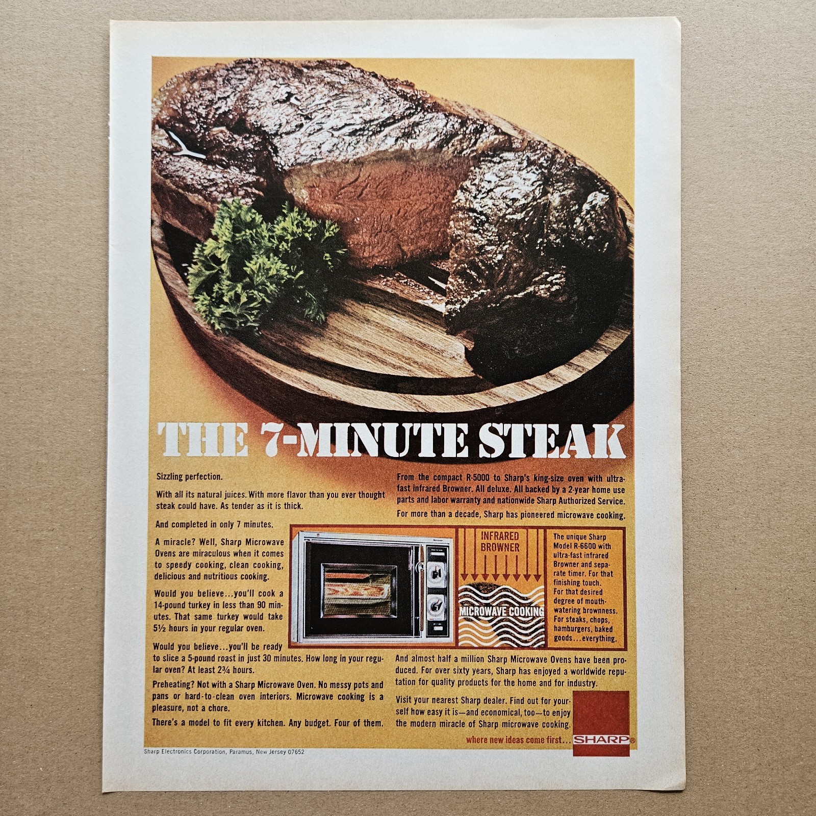 Vintage 1973 Print Ad Sharp Microwave Oven