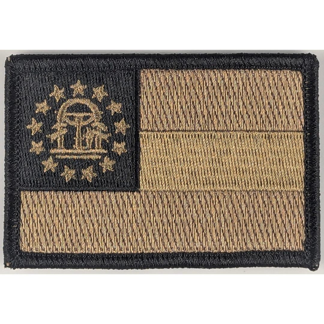 Georgia State Flag Patch; Subdued Coyote Brown OCP; Hook Fastener Tactical Patch