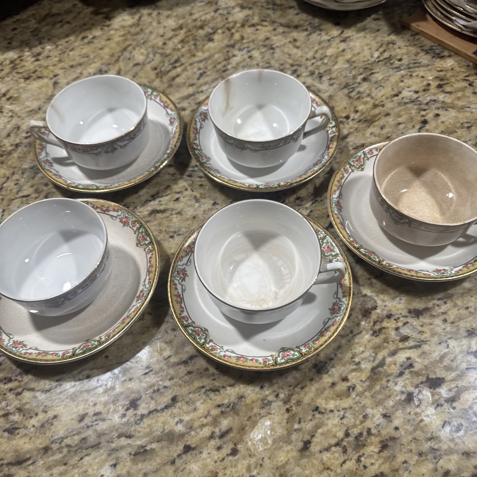 VINTAGE HOMER LAUGHLIN C3N 5 CUPS & SAUCERS Cpix