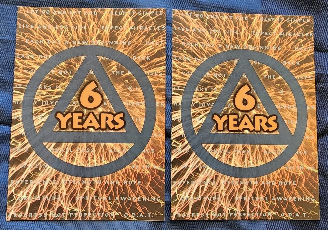 Alcoholics Anonymous AA Recovery Greeting Cards 6 Year Anniversary 2 Card Lot