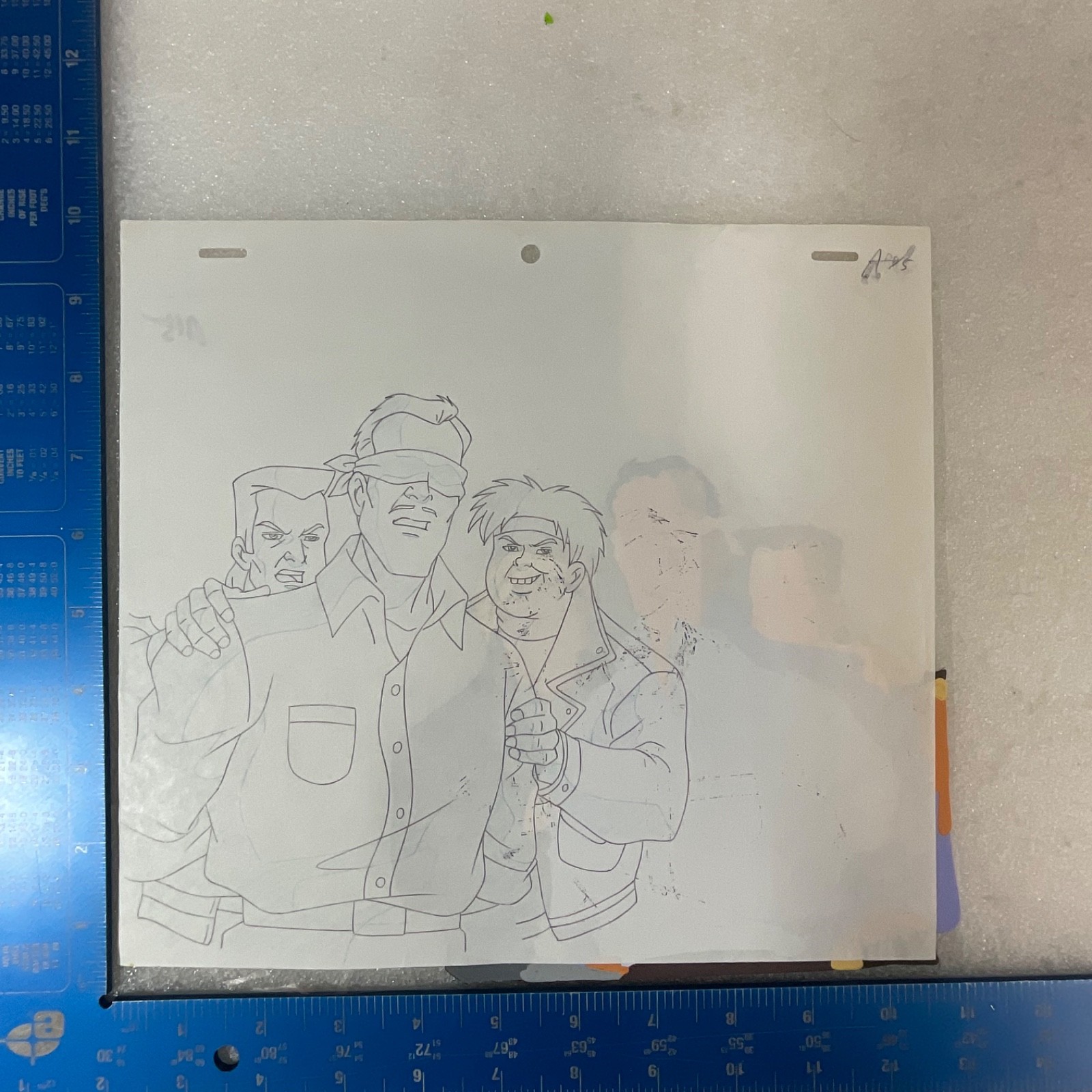 Animated Production Art Cel with Original Pencil Drawing 12 in x 10 in
