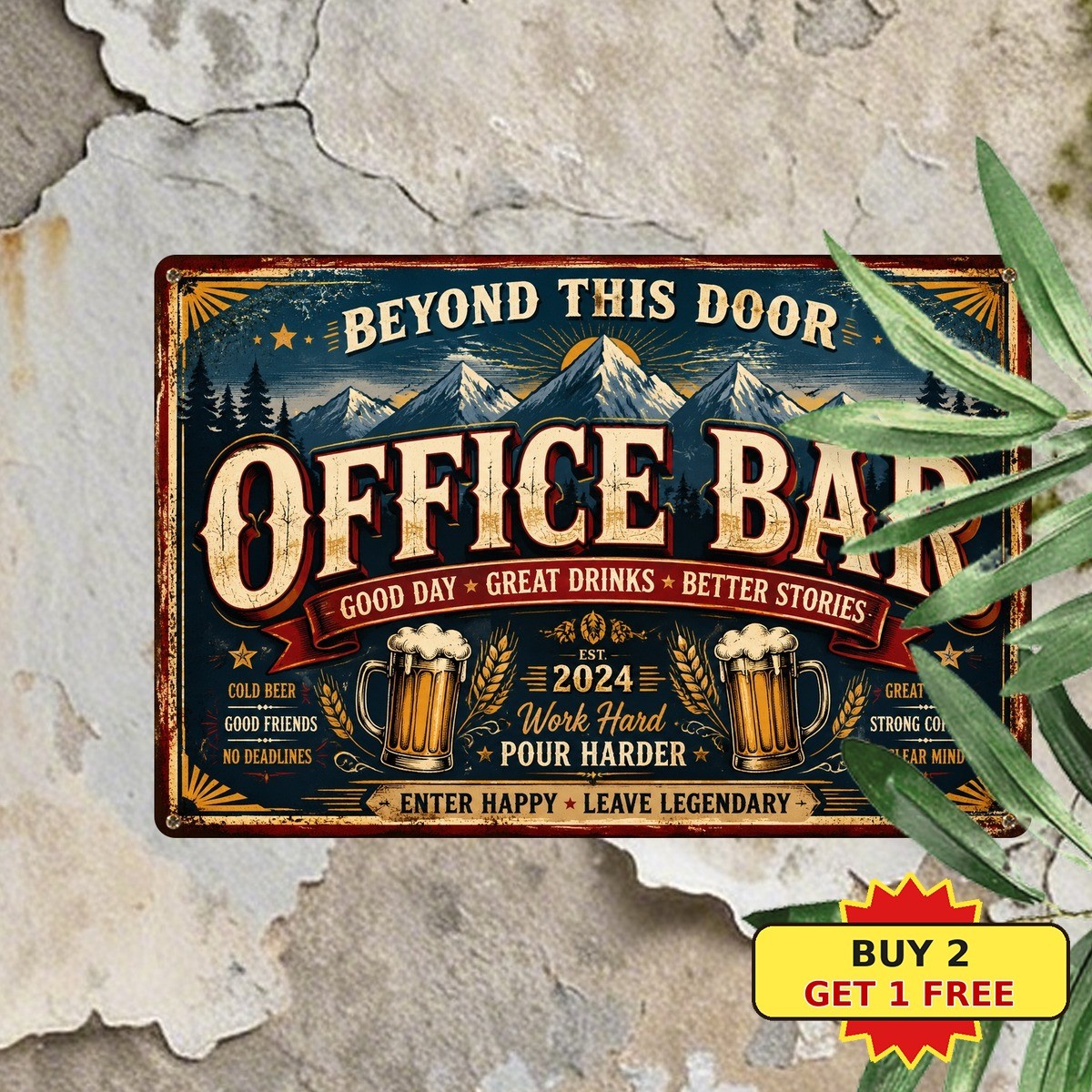 Vintage Advertisement Store Door Open Closed Retro Metal Tin Sign Decor 8×12