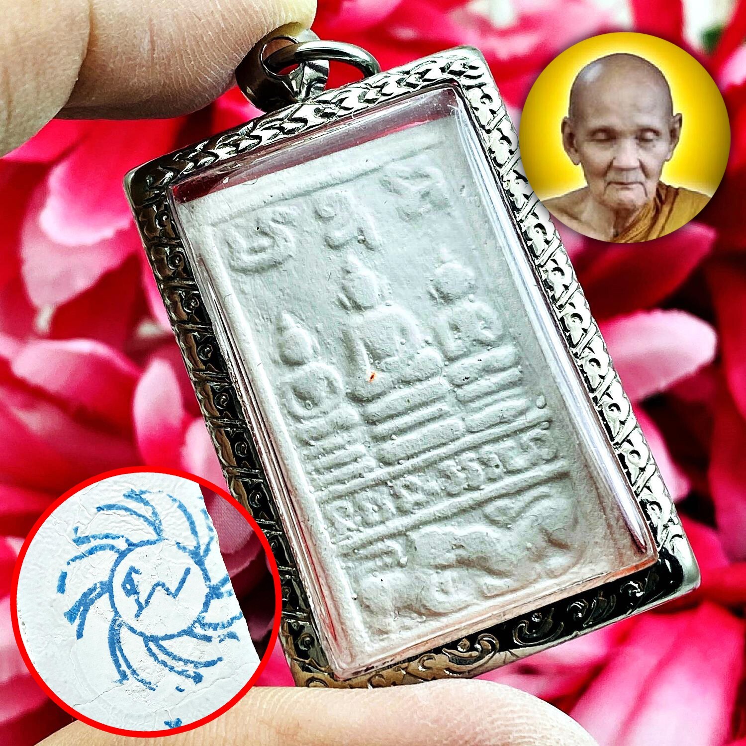 Buddha Teach World Somdej Behind Wheel Lp Doo Watsakae Be2517 Thai Amulet #17550