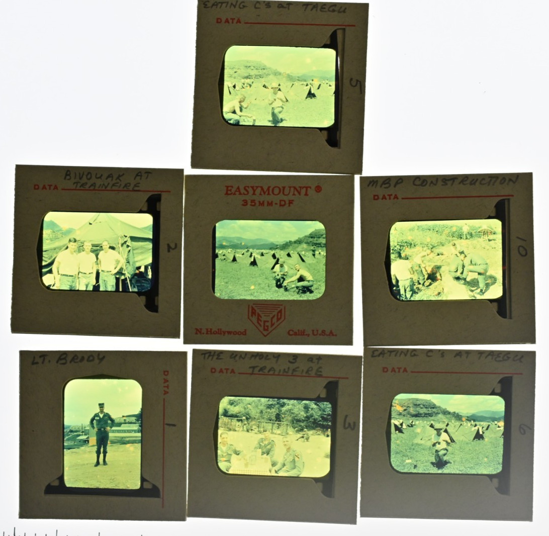 7 Vintage 35mm Slides US Army Korea Taegu Daegu Trainfire Bivouac Camp 1960s