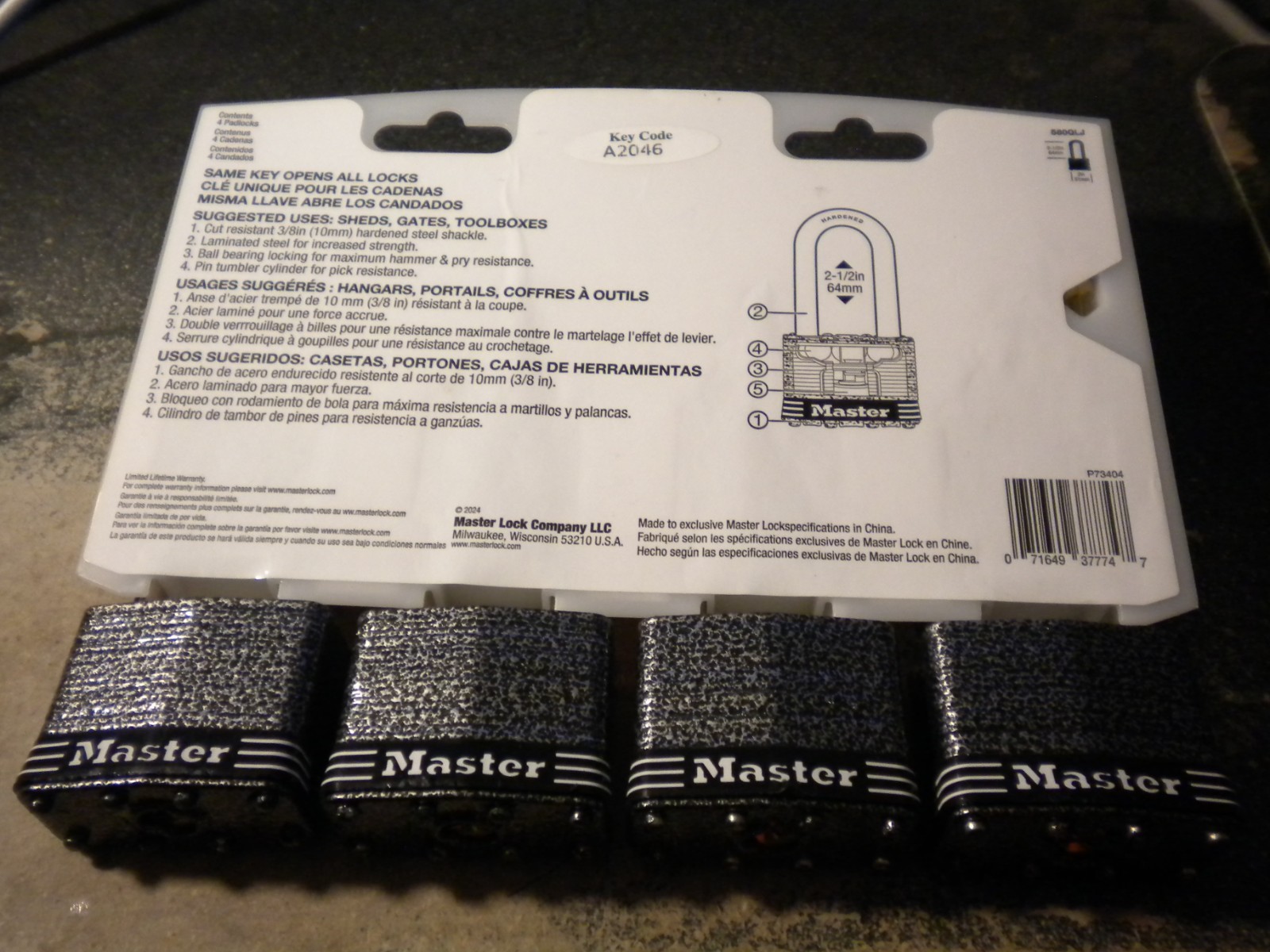 Master Lock 580TLJ Keyed-Alike 2-1/2″ Padlocks 4-Pack – NEW Free US Shipping