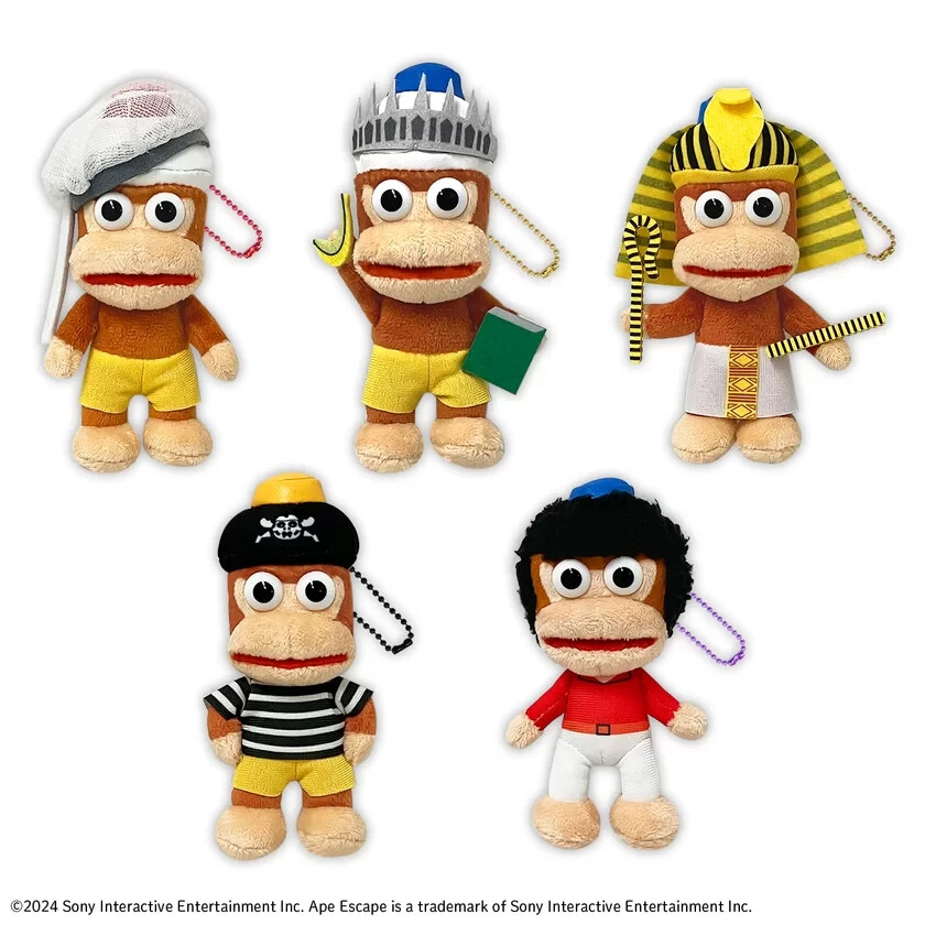 Ape Escape BIG Plush & 5 Mascot Piposaru Sarugecchu Set of 6 SK Japan 2024 New