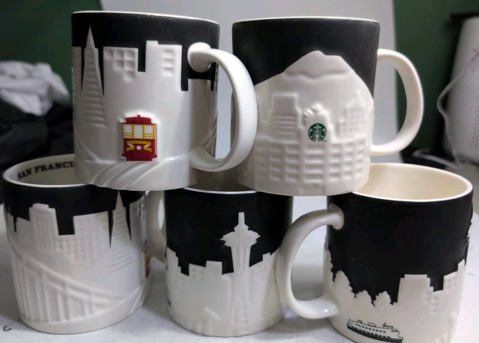 5 Starbucks Skyline Series 2012 Coffee Mugs, See pictures please, Description