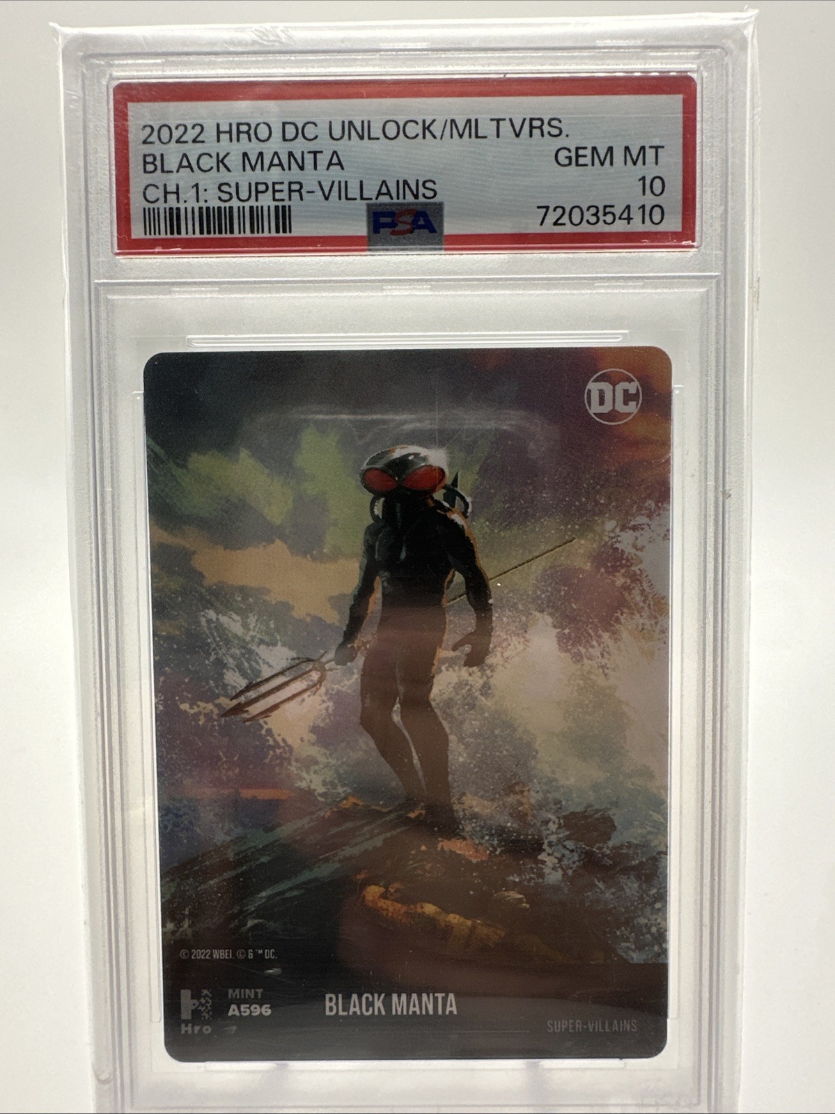 2022 HRO DC Unlock Multiverse Black Manta CH1 Súper Villains Psa 10 Gem Mint