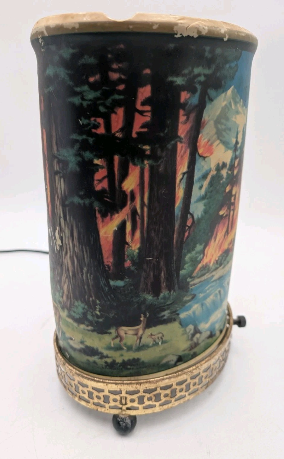 Rare Vintage 761-Oval Econolite Motion Lamp 1955 FOREST FIRE Bear,Buck,Fox READ