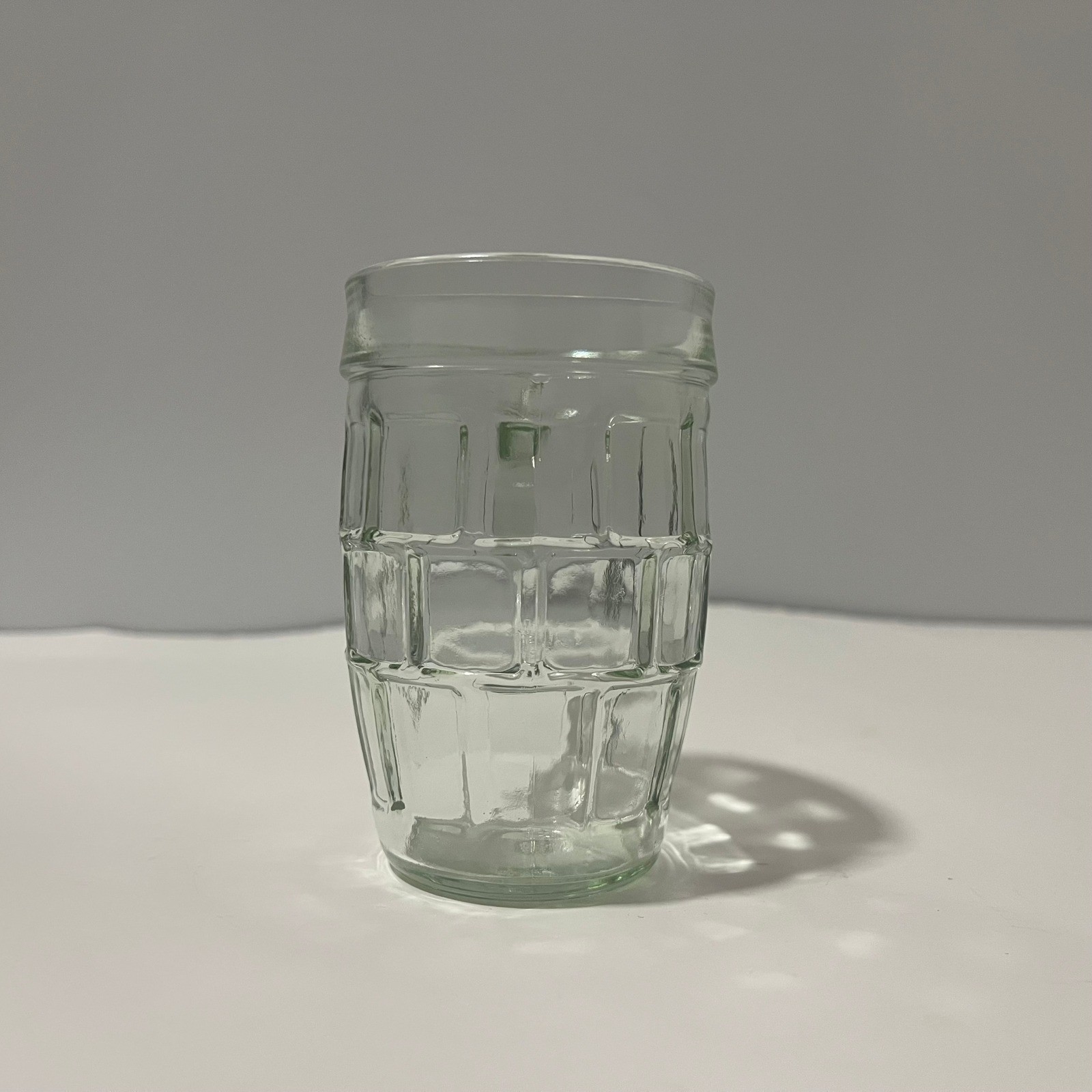 Vintage Clear Glass Beer Stein Dimpled Paneled Mug Tankard with Handle 4.75in