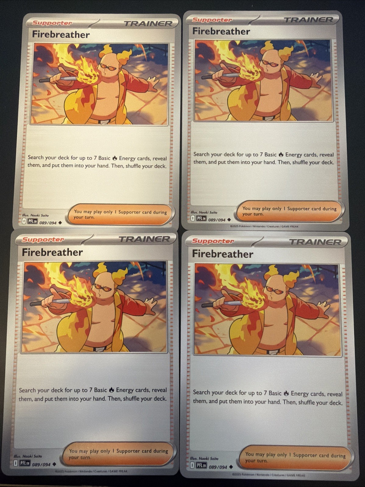 Pokémon TCG – Firebreather 089/094 – x4 Card Playset – Phantasmal Flames – NM