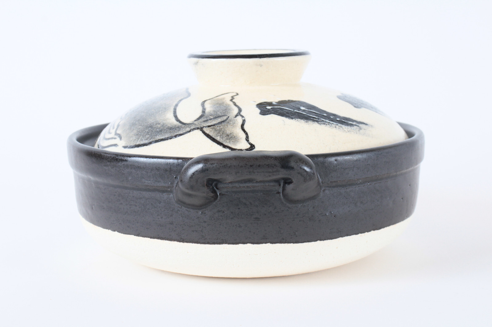 Banko ware Japanese Pottery Clay Pot Donabe (7.1inch) Black Whale