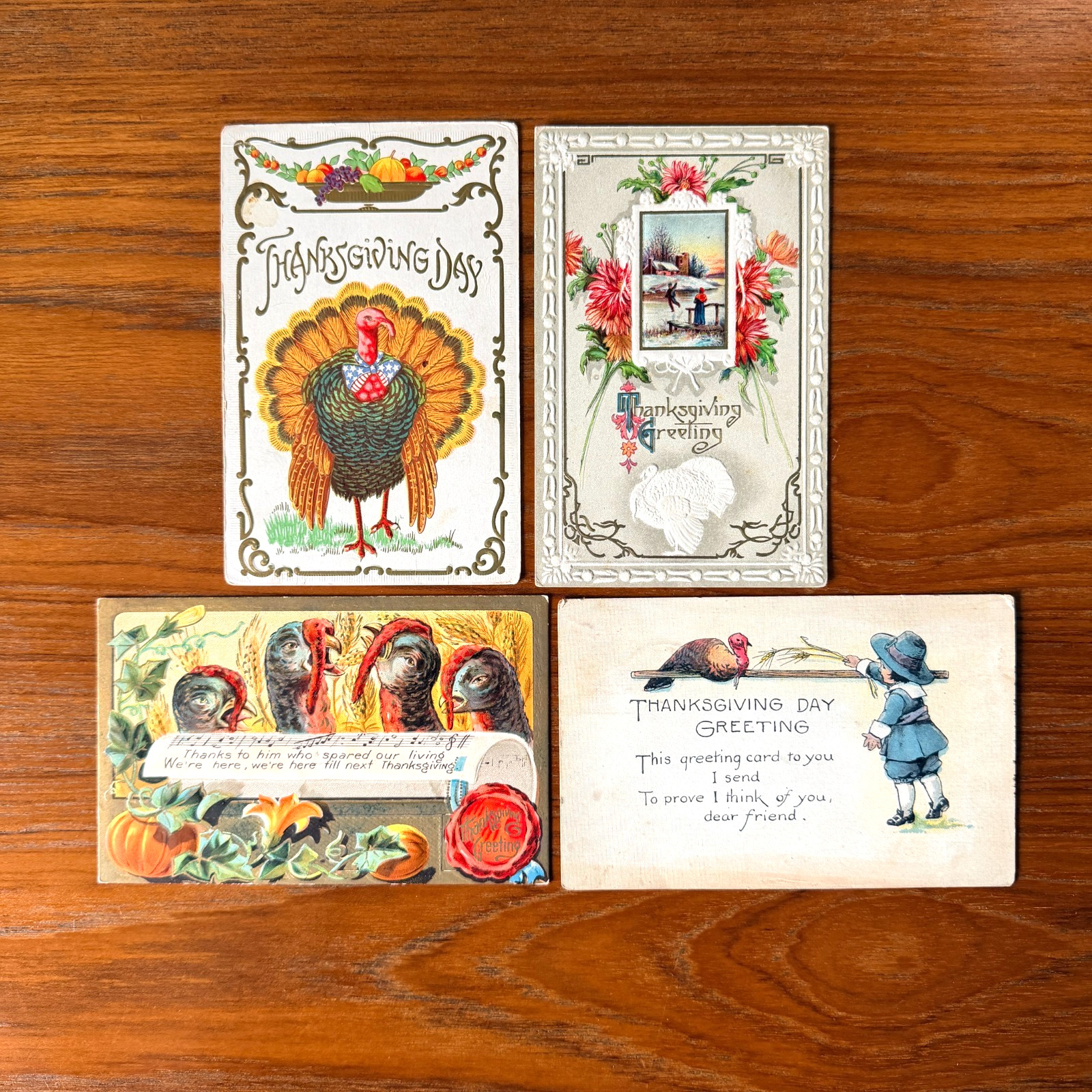 Antique Thanksgiving Postcards ~ Turkeys, Pumpkins, Pilgrim